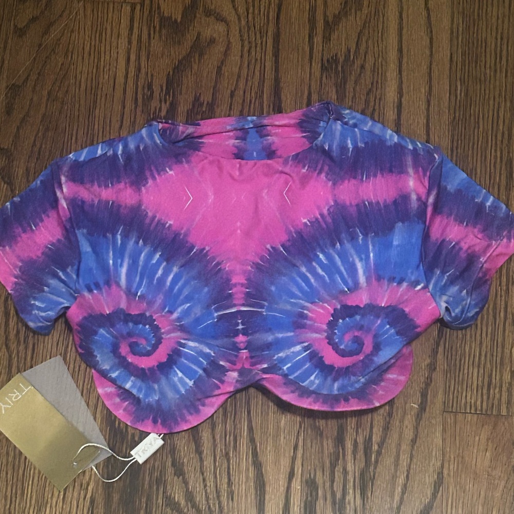 Tie-Dye Crop Top - Pink and Blue